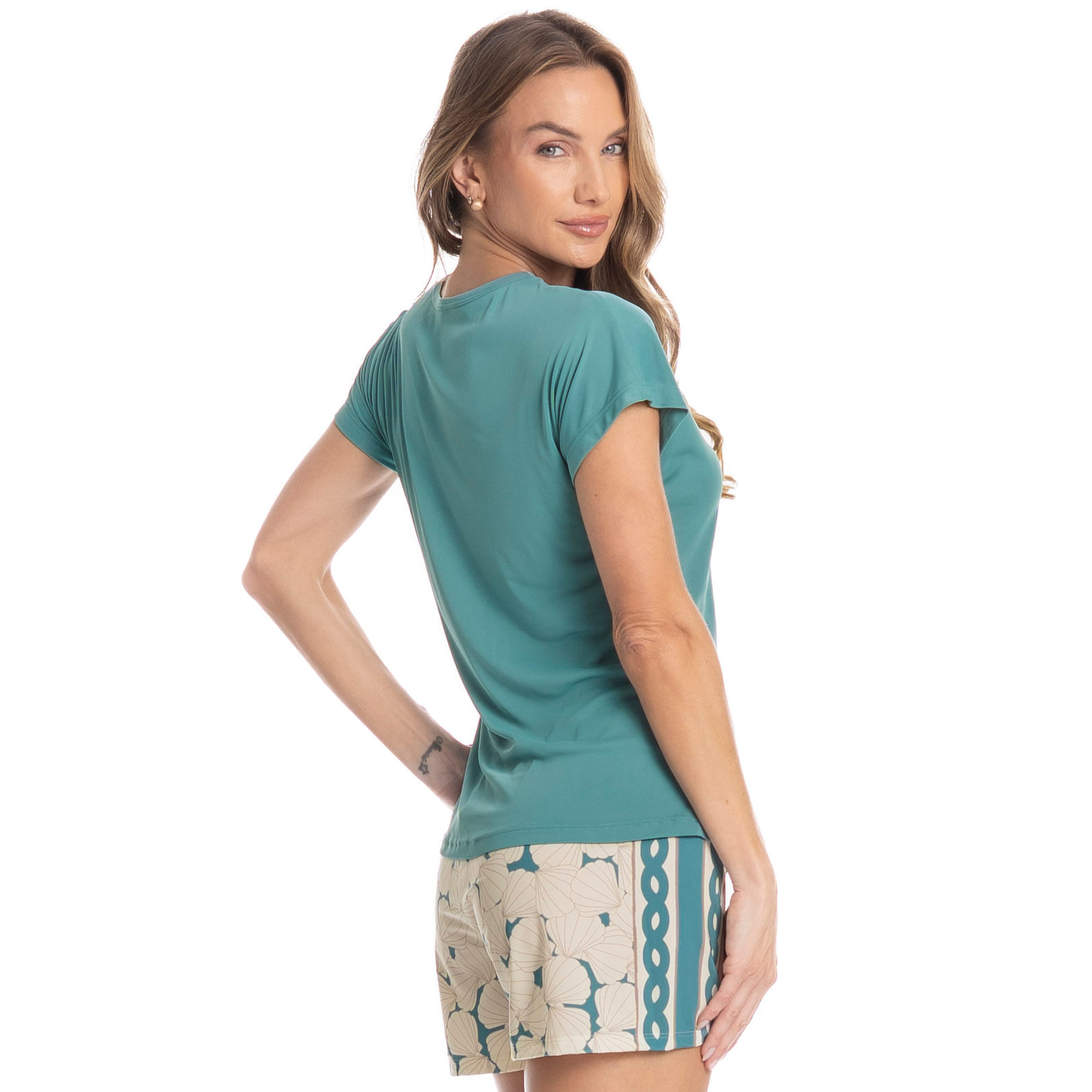 Pijama Curto Feminino Natália Azul-2 - Imagem 2