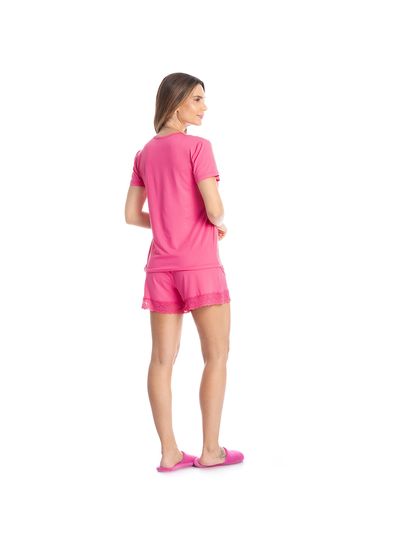 Pijama Curto Com Renda Bia - Imagem 4 - Desktop