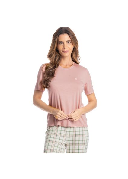 Pijama Feminino Longo Manga Curta Lola Rosa-3 - Imagem 1