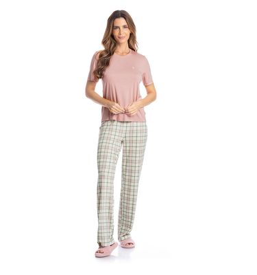 Pijama Feminino Longo Manga Curta Lola - Imagem 3 - Mobile