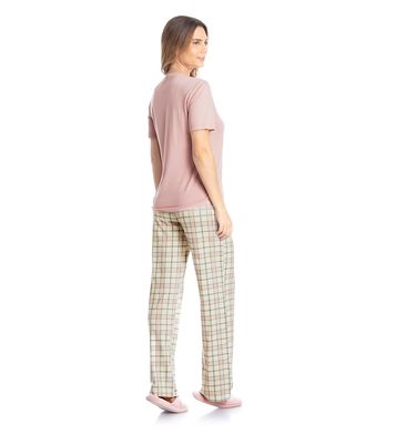 Pijama Feminino Longo Manga Curta Lola - Imagem 4 - Mobile
