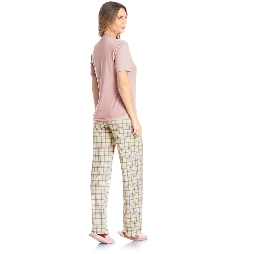 Pijama Feminino Longo Manga Curta Lola - Imagem 4 - Mobile