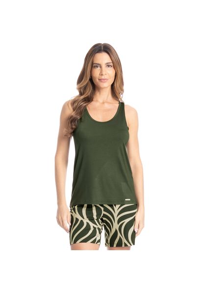 Pijama Feminino Shortão Regata Michele Verde - Imagem 1