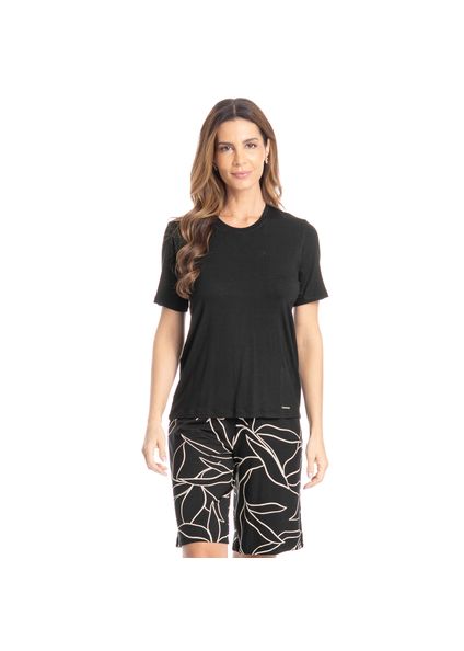 Pijama Feminino Bermuda Michele Preto - Imagem 1