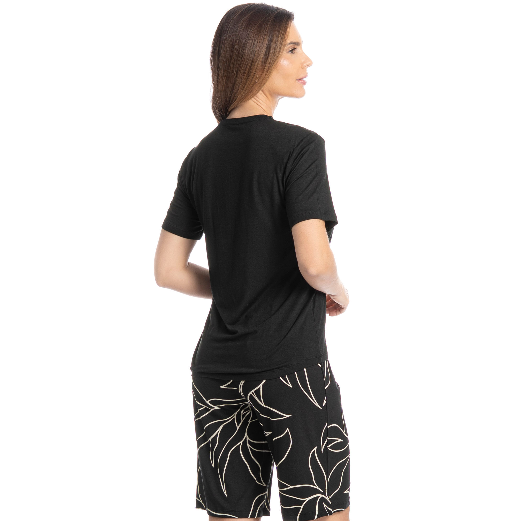 Pijama Feminino Bermuda Michele Preto - Imagem 2