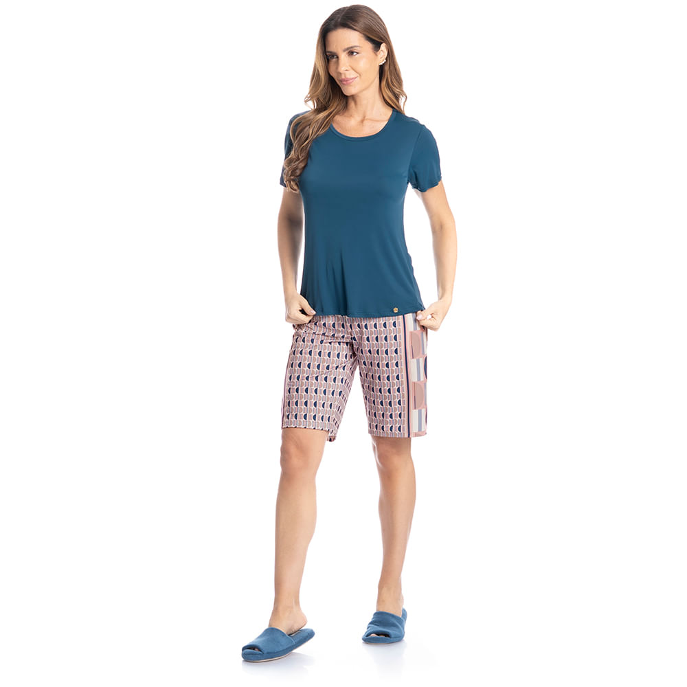 Pijama Feminino Bermuda Catarina - Imagem 3 - Mobile