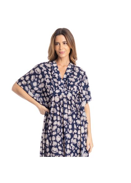 Kaftan Feminino Longo Gisele Azul-marinho - Imagem 1
