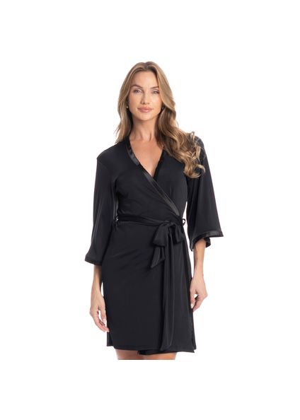 Robe Feminino Em Liganete Bianca Preto - Imagem 1
