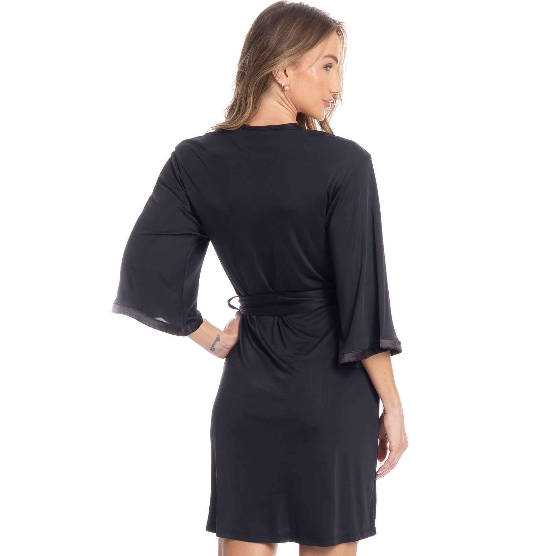 Robe Feminino Em Liganete Bianca Preto - Imagem 2