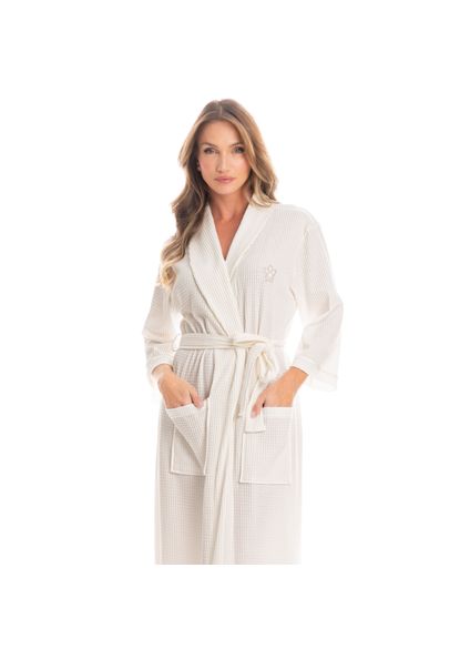 Robe Longo Feminino Piquet Branco - Imagem 1