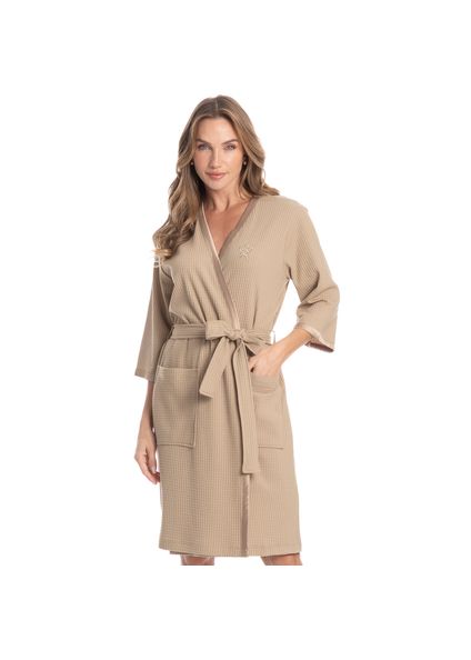 Robe Curto Feminino Piquet Bege - Imagem 1