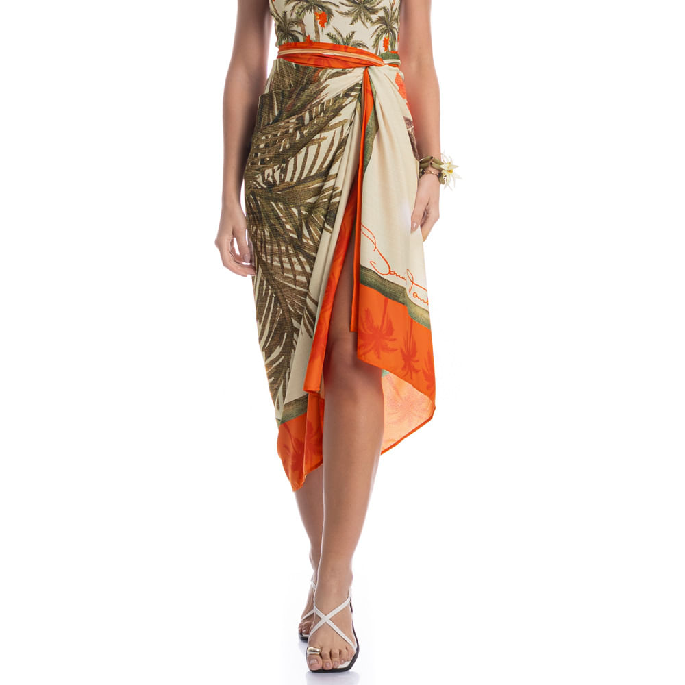 Pareô Coqueiros Laranja - Imagem 1