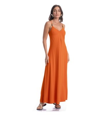 Vestido Longo Com Prega Coqueiros - Imagem 3 - Mobile