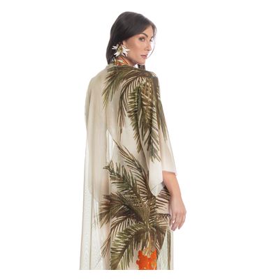Kaftan Tule Com Manga Coqueiros - Imagem 2 - Mobile