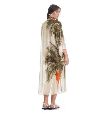 Kaftan Tule Com Manga Coqueiros - Imagem 4 - Mobile
