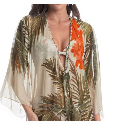 Kaftan Tule Com Manga Coqueiros - Imagem 5 - Mobile