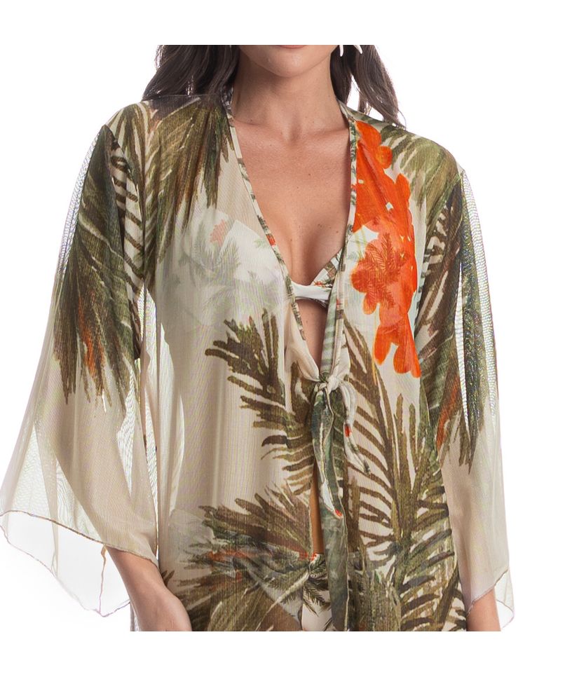 Kaftan Tule Com Manga Coqueiros - Imagem 5 - Desktop
