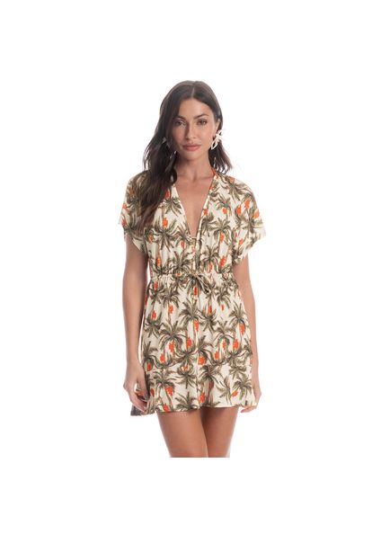Kaftan Curto Coqueiros Laranja - Imagem 1