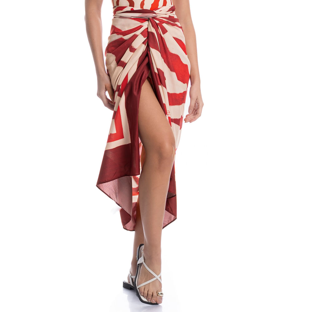 Pareô Estampado Carmini Vermelho - Imagem 1