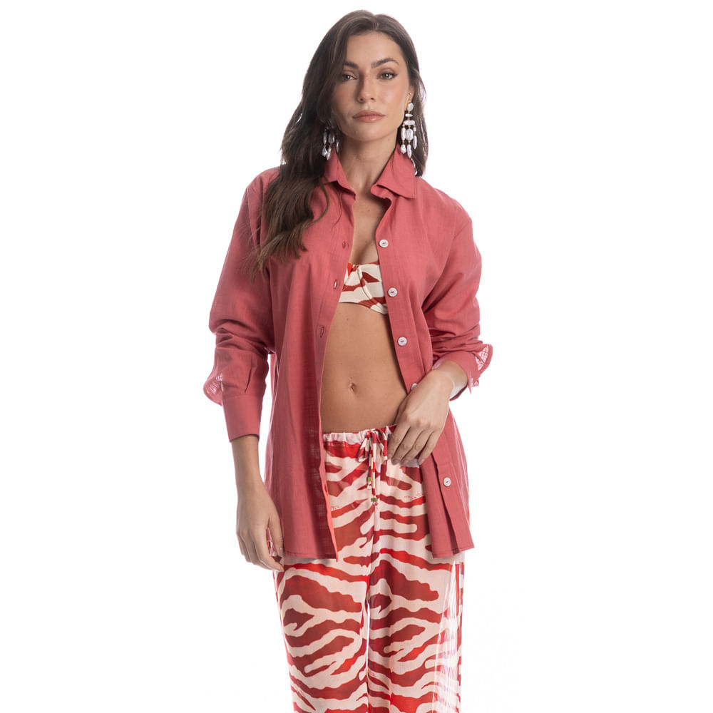 Camisa Feminina Elis Carmini Vermelho - Imagem 1