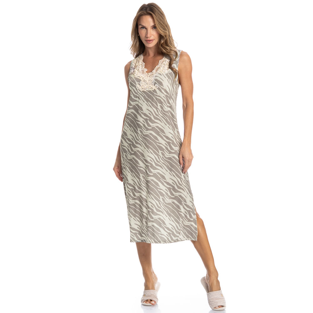 Camisão Midi Regata Com Renda Isla - Imagem 3 - Mobile