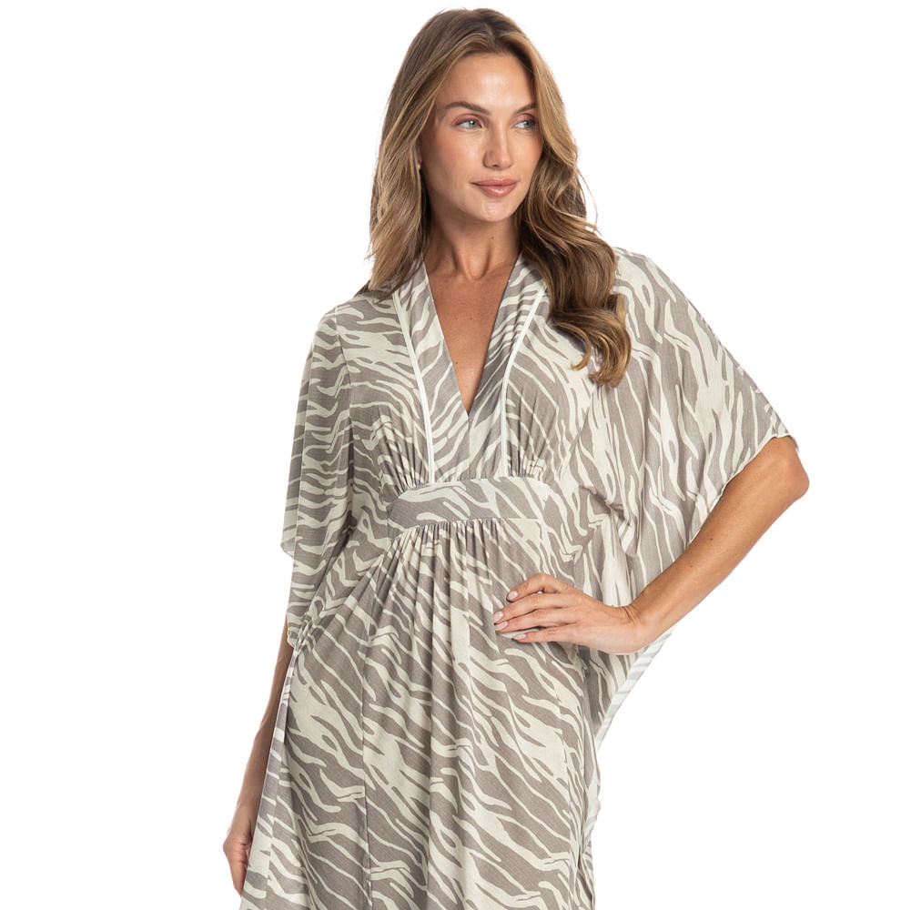 Kaftan Longo Feminino Isla Bege - Imagem 1