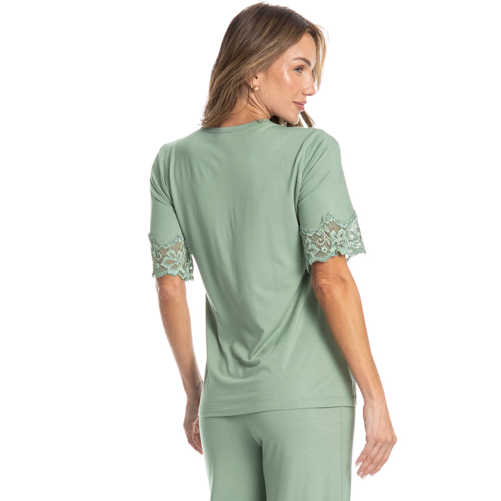 Pijama Capri Com Renda Melina - Imagem 2 - Mobile