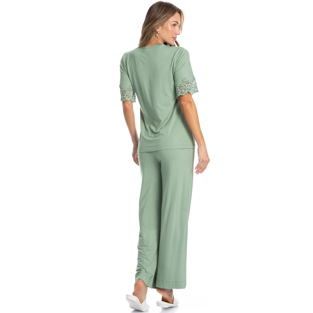 Pijama Capri Com Renda Melina - Imagem 4 - Mobile