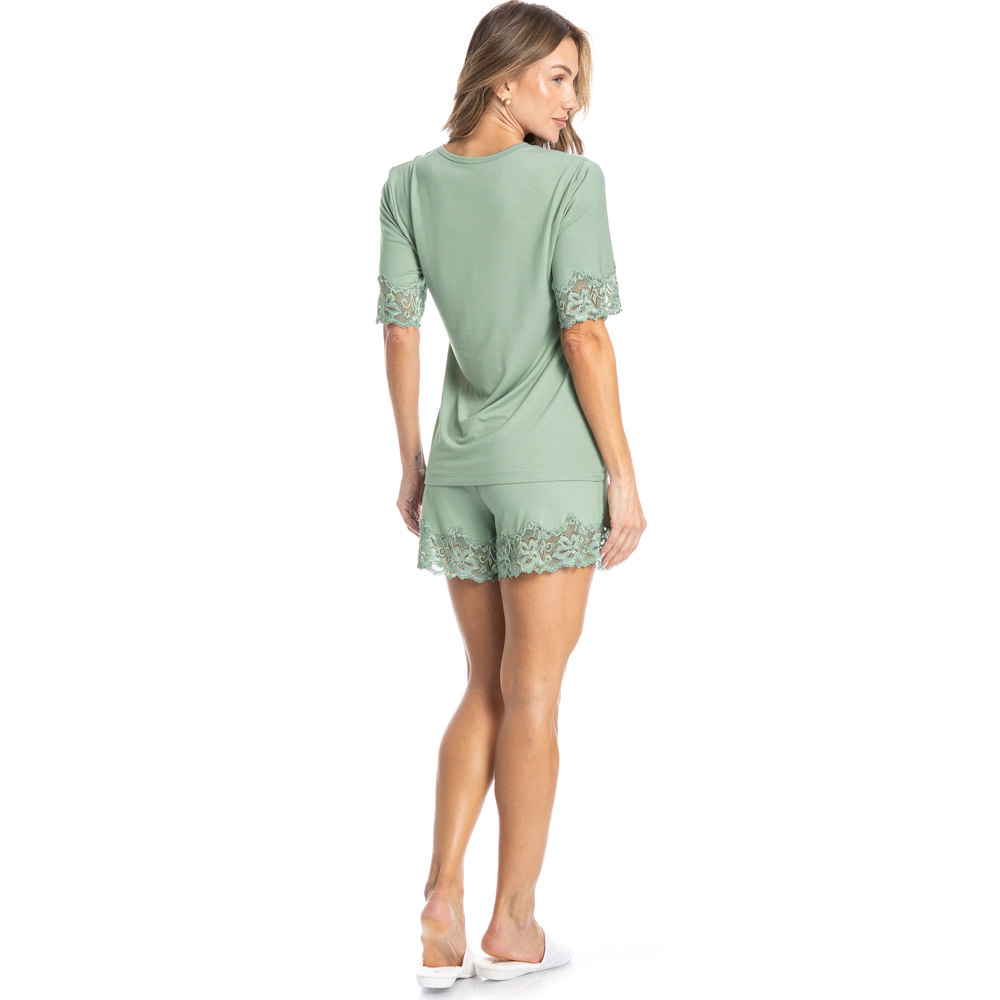 Pijama Curto Com Renda Melina - Imagem 4 - Mobile