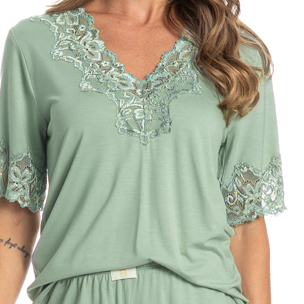 Pijama Curto Com Renda Melina - Imagem 5 - Mobile