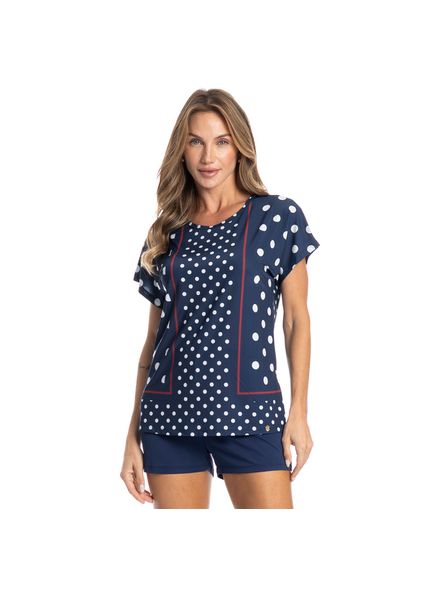 Pijama Feminino Curto Zoe Azul-marinho - Imagem 1