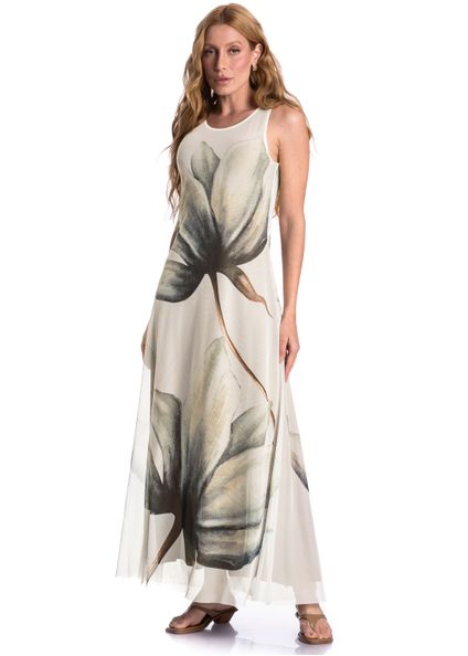 Vestido Evasê De Tule Brisa Branco - Imagem 1