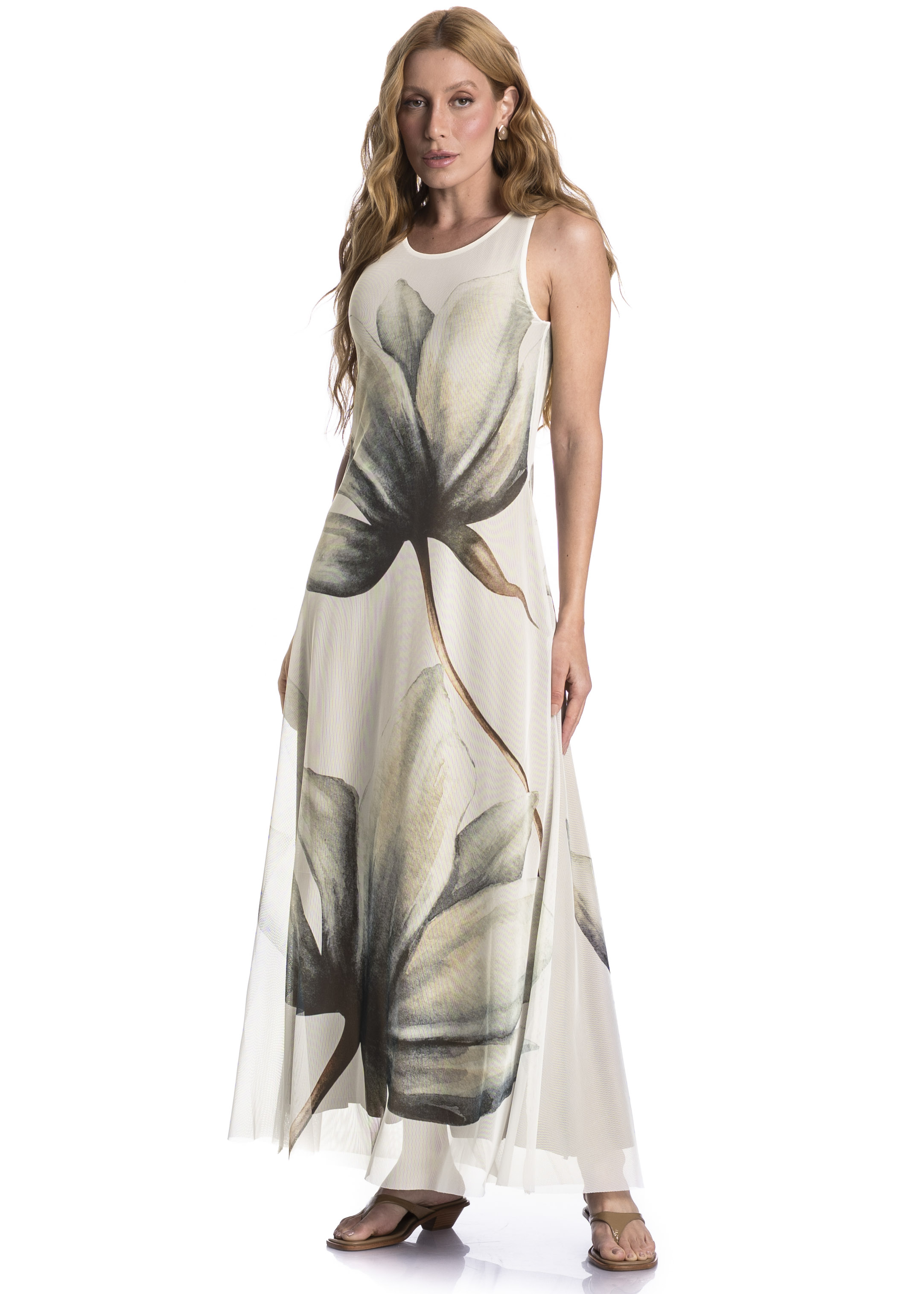 Vestido Evasê De Tule Brisa Branco - Imagem 1