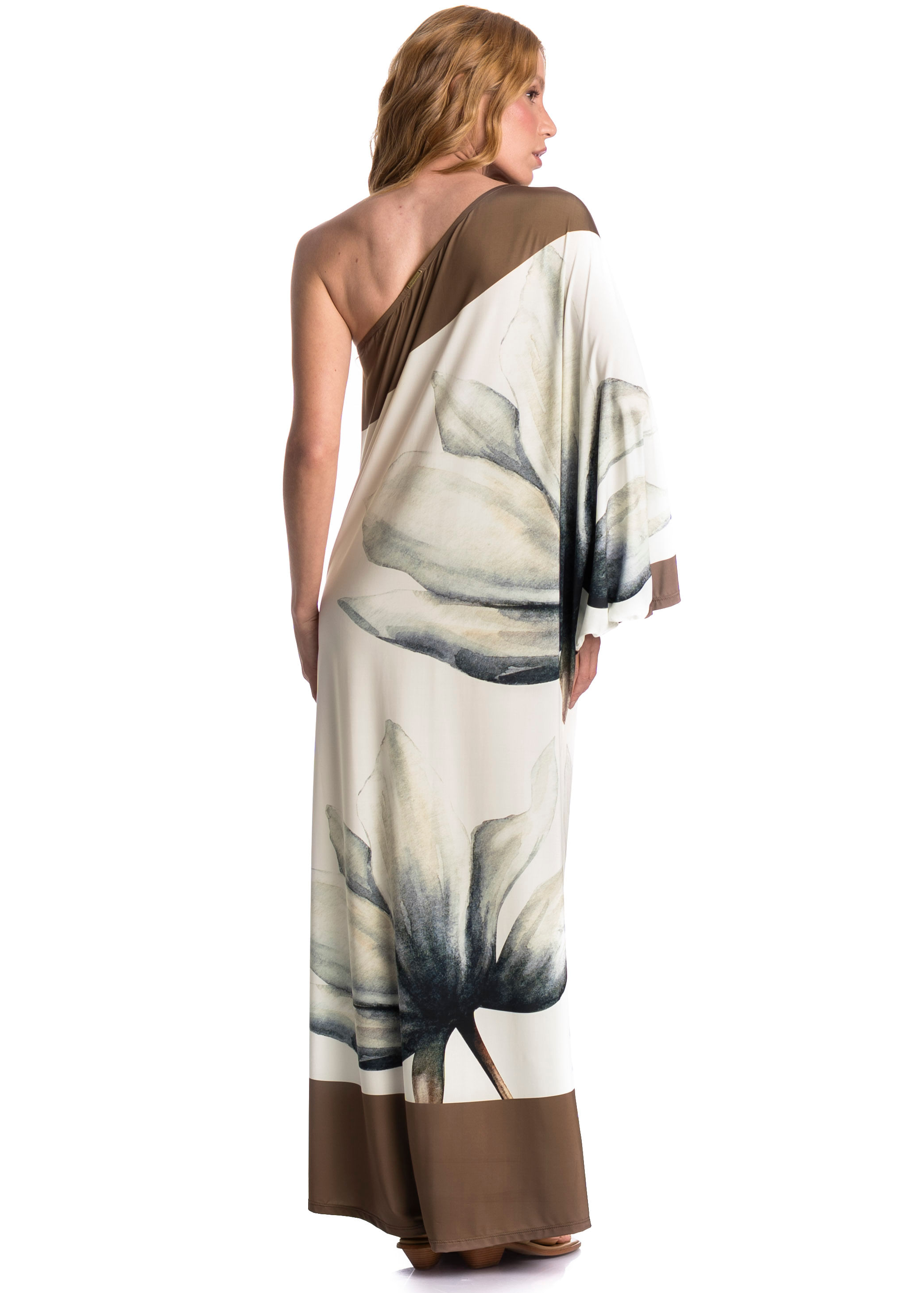 Vestido Assimétrico Com Manga Brisa - Imagem 2 - Mobile