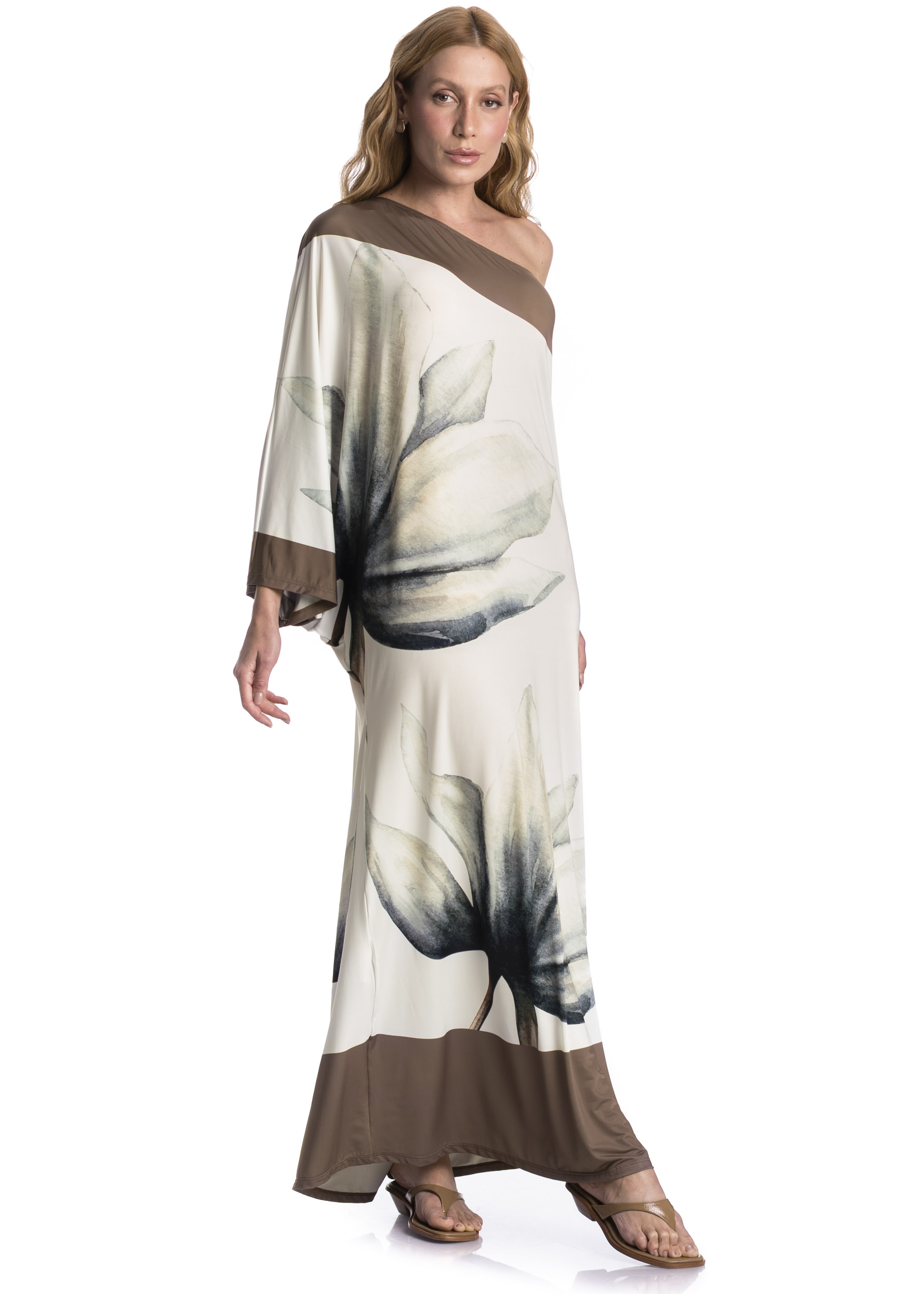 Vestido Assimétrico Com Manga Brisa - Imagem 1