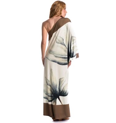 Vestido Assimétrico Com Manga Brisa - Imagem 2 - Mobile