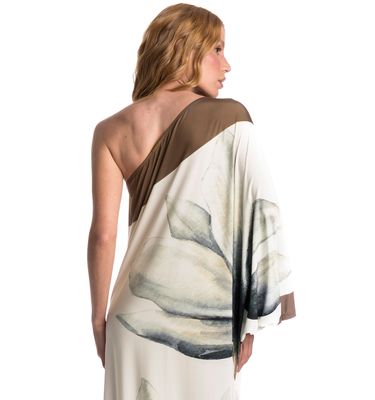 Vestido Assimétrico Com Manga Brisa - Imagem 4 - Mobile