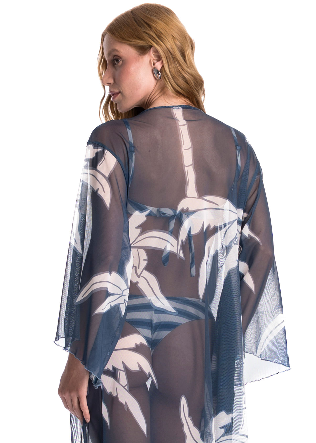 Kaftan De Tule Com Manga Maré - Imagem 4 - Mobile