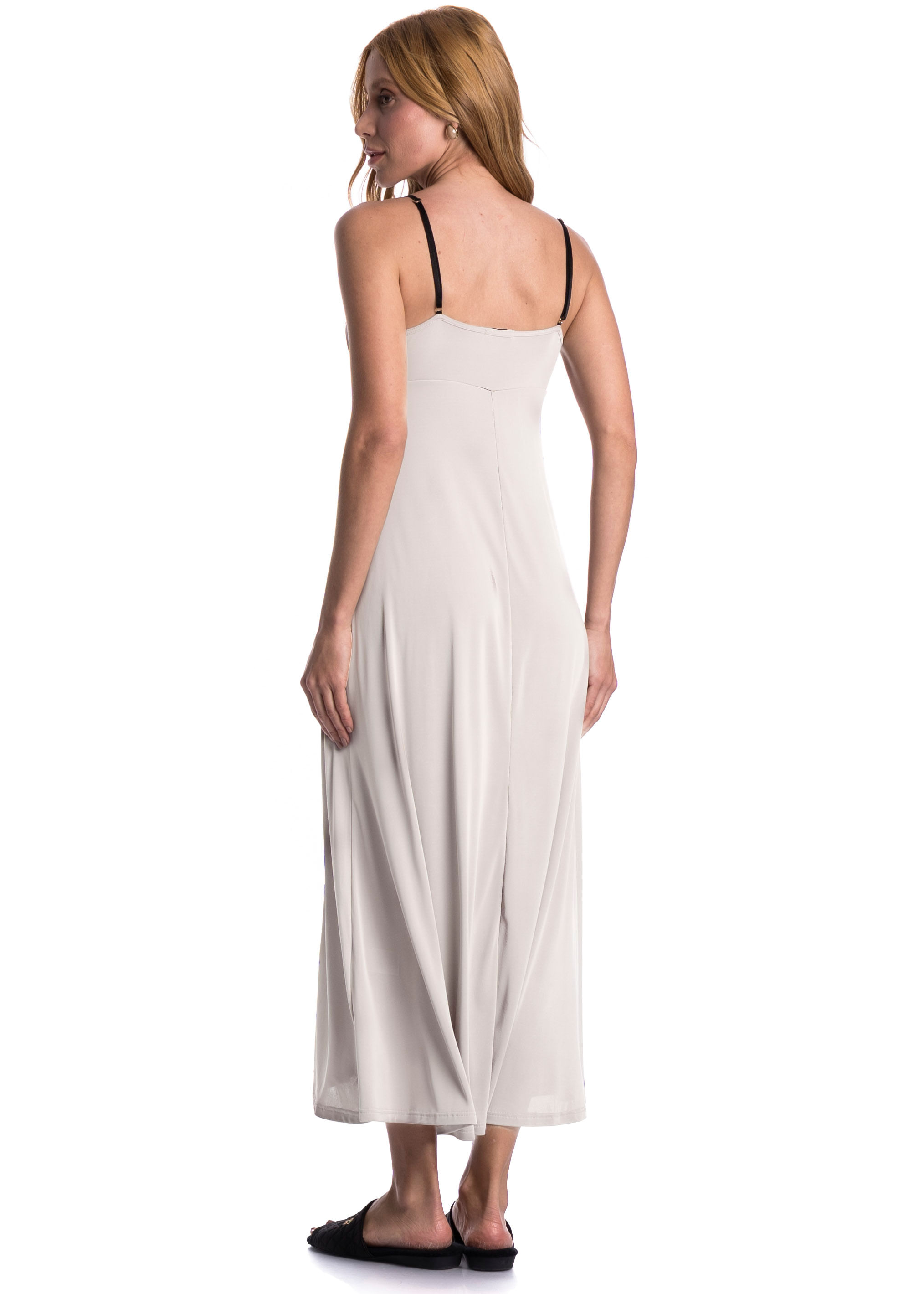 Camisola Longa Com Renda Luar Cinza - Imagem 2