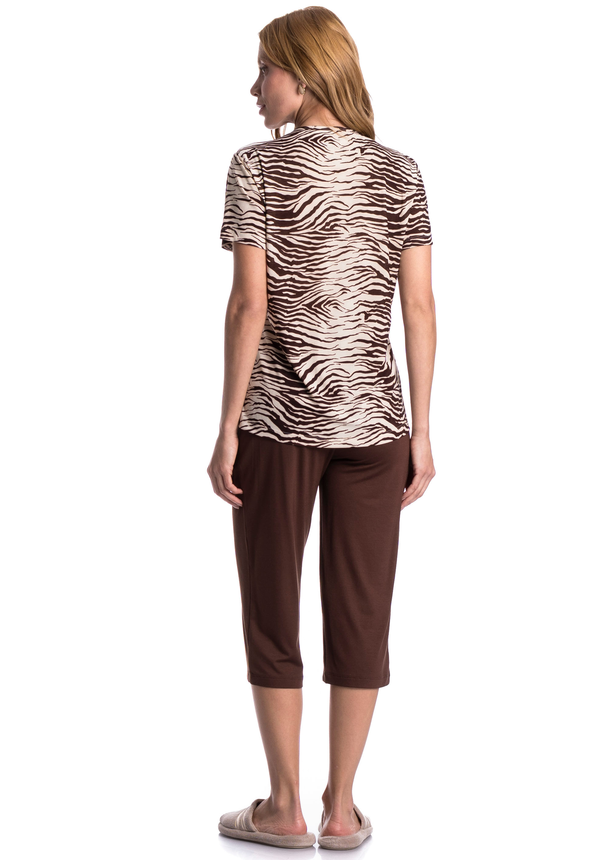 Pijama Feminino Pescador Helô Marrom - Imagem 2