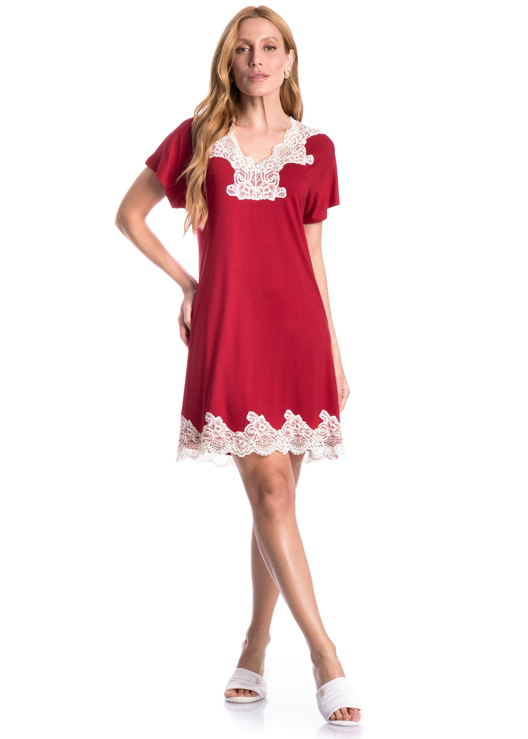 Camisão Curto Com Renda Paula - Imagem 3 - Mobile