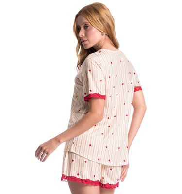 Pijama Curto Com Renda Love - Imagem 2 - Mobile