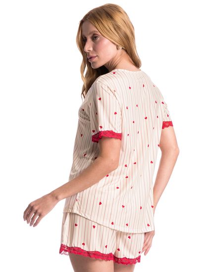 Pijama Curto Com Renda Love - Imagem 2 - Desktop
