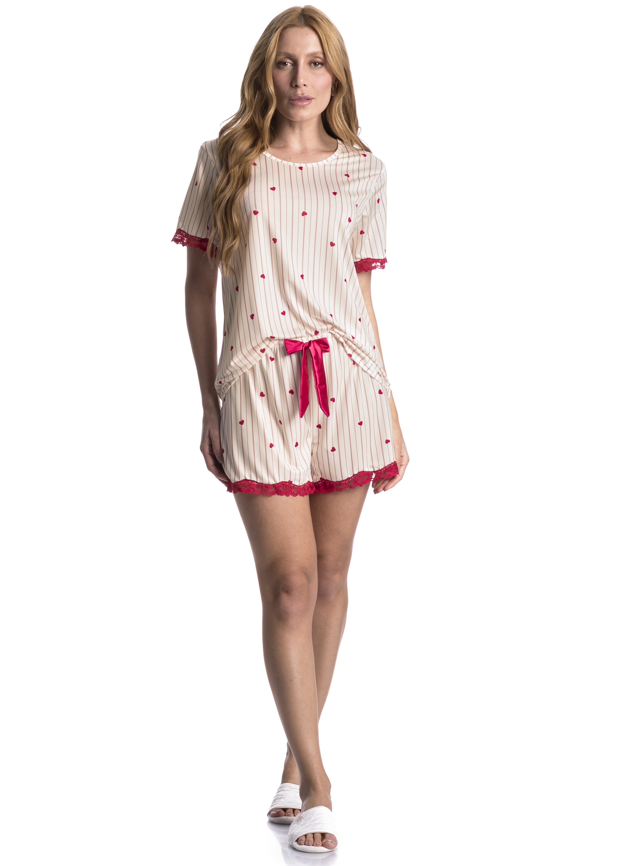 Pijama Curto Com Renda Love - Imagem 3 - Mobile