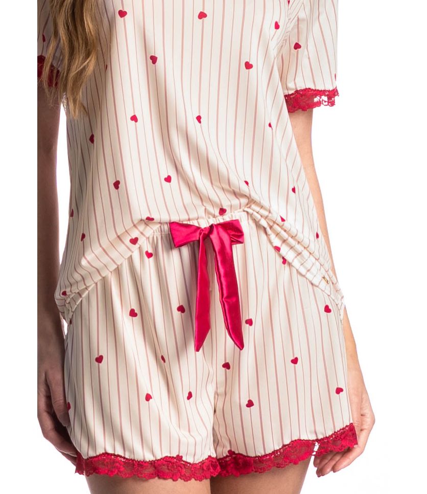 Pijama Curto Com Renda Love - Imagem 5 - Desktop