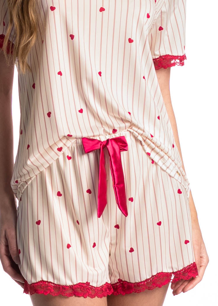 Pijama Curto Com Renda Love - Imagem 5 - Mobile