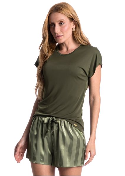 Pijama Feminino Curto Cetim Júlia Verde - Imagem 1