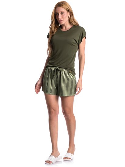 Pijama Feminino Curto Cetim Júlia - Imagem 3 - Desktop