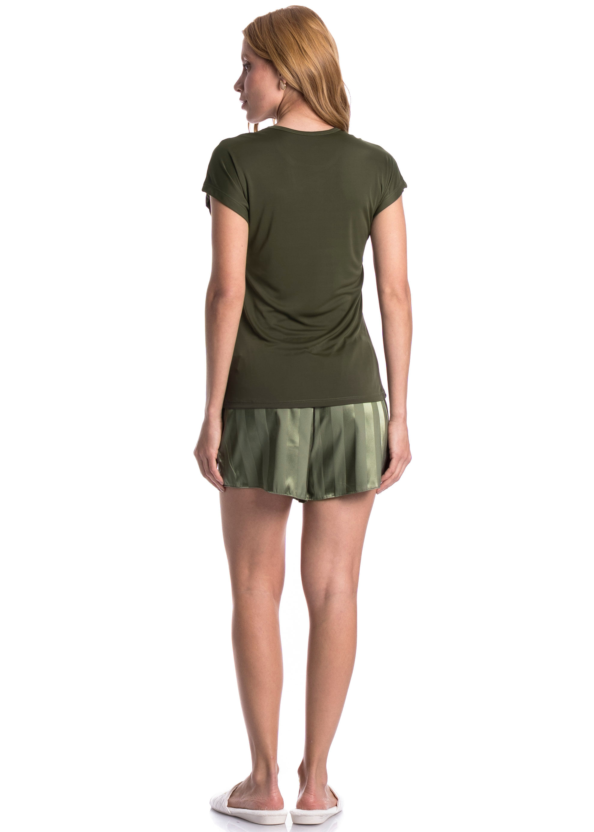 Pijama Feminino Curto Cetim Júlia - Imagem 4 - Mobile