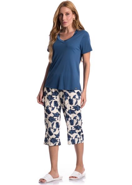 Pijama Feminino Pescador Verano Azul-marinho - Imagem 1